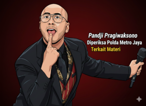 Pandji Pragiwaksono usai pemeriksaan di Polda Metro Jaya terkait Mens Rea