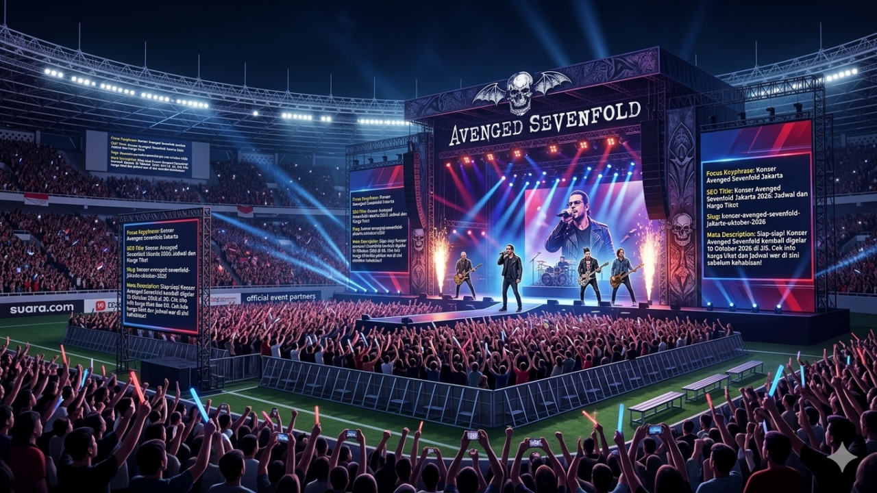 Poster pengumuman resmi konser Avenged Sevenfold Jakarta yang akan digelar di Jakarta International Stadium pada 10 Oktober 2026.