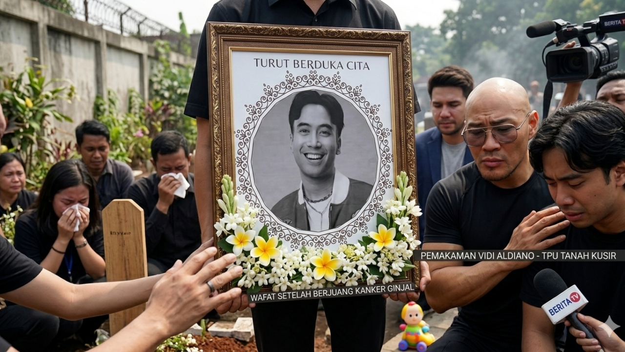 pemakaman vidi aldiano di tpu tanah kusir jakarta