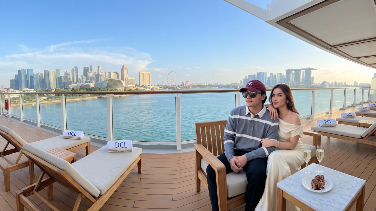 Potret gaya elegan Mahalini saat liburan mewah di atas kapal pesiar Disney Cruise Singapura