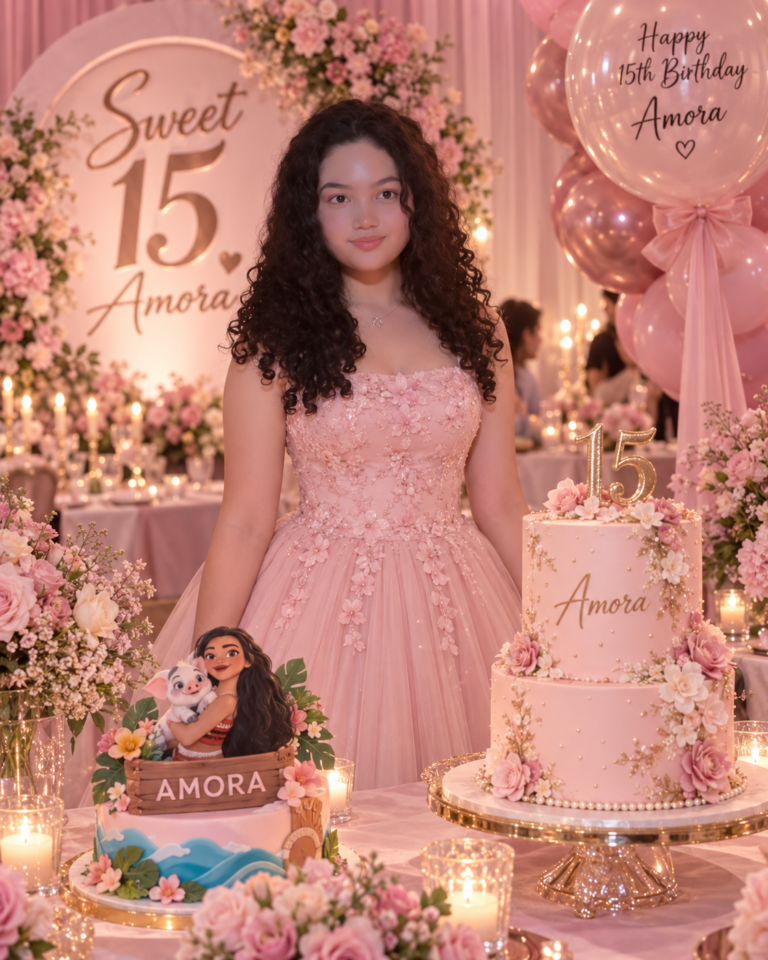 Potret perayaan ulang tahun Amora Lemos ke-15 bernuansa pink bersama keluarga